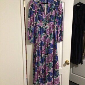 Zimmermann Poppy Plunge Floral-Print Linen Maxi Dress